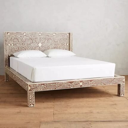 Rajasthani Cozy Bone Inlay Bed Brown