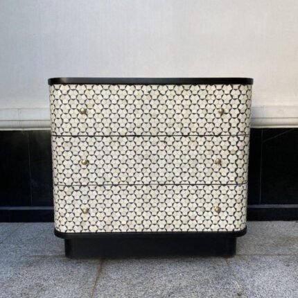 Udaipuri Bone Inlay 3 Drawer Chest Black