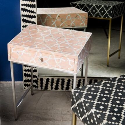 Udaipuri Mother Of Pearl Inlay Side Cabinet Pink