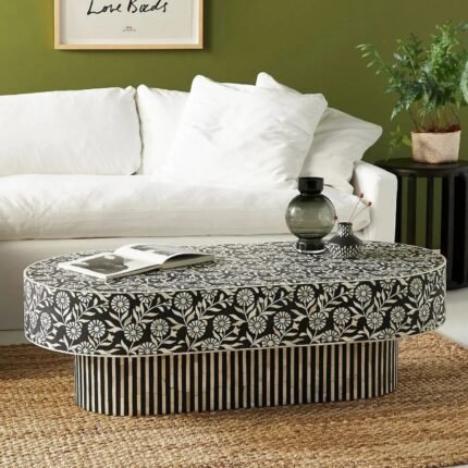 Udaipuri Bone Inlay Black & White Coffee Table