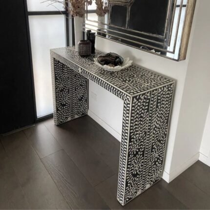 Rajasthani Bone Inlay Black Console Table