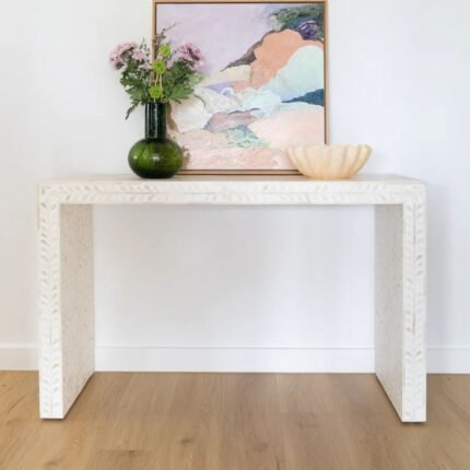 Rajasthani Bone Inlay White Console Table