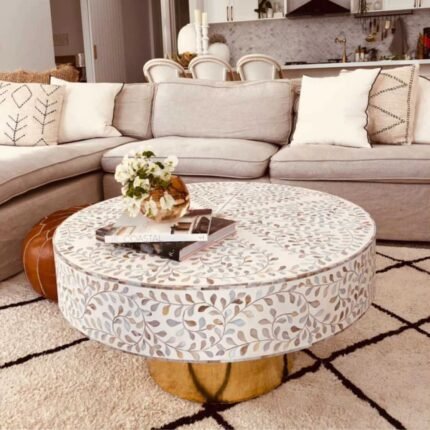 Rajasthani Mother of Pearl White Coffee Table