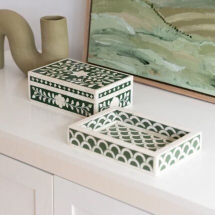 Rajasthani Bone Inlay Sage Green Mini Tray