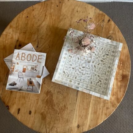 Rajasthani Mother of Pearl Floral White Tray