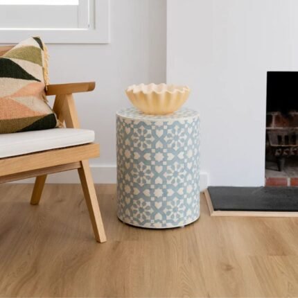 Rajasthani Bone Inlay Round Side Table