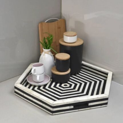 Rajasthani Bone Inlay Black Tray