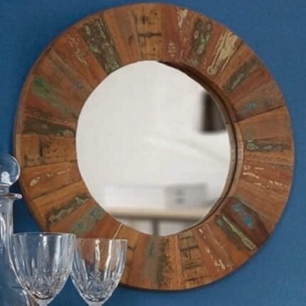 Rajasthani Reclaimed Boat Round Mirror Large