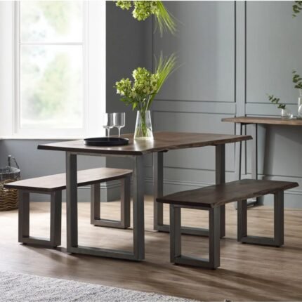 Grey Essential Live Edge Medium Sized Dining Table 1.5M Wood & Metal