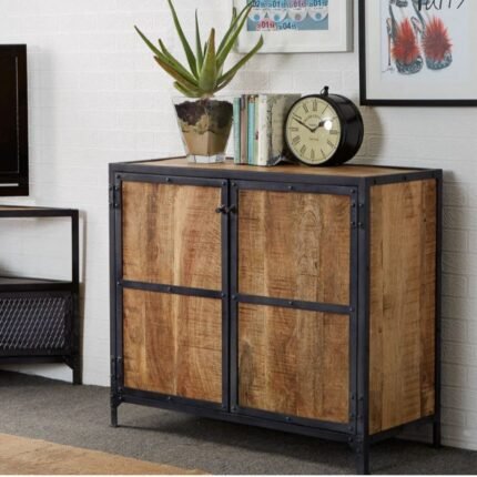 Rajasthani Industrial Wood Small Sideboard