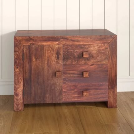 Rajasthani Mango Wood Sideboard 3 Drawers 1 Door