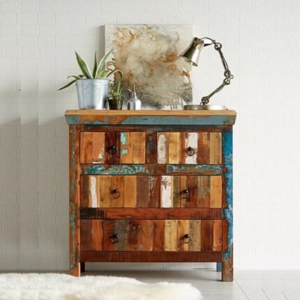Udaipuri Reclaimed Boat Chest of 4 Drawer