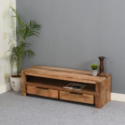 Jodhpuri Mango Wooden Tv Stand With 2 Drawers