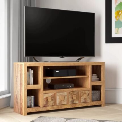 Jodhpuri Light Mango Wood Corner TV Unit