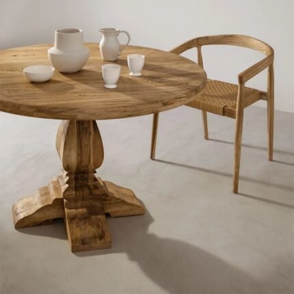 Round Mango Wood Dining Table Rusbby