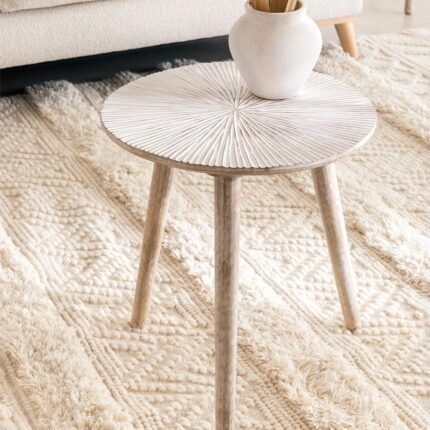 Round Mango Wood Coffee Table Nabordi