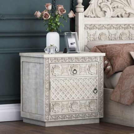 Hand Carved Bed Side Table
