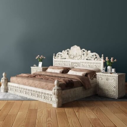 Indian Hand Carved Bed