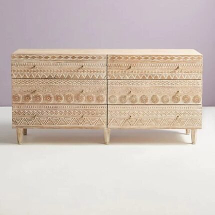 Handcarved Six Drawer Cabinet