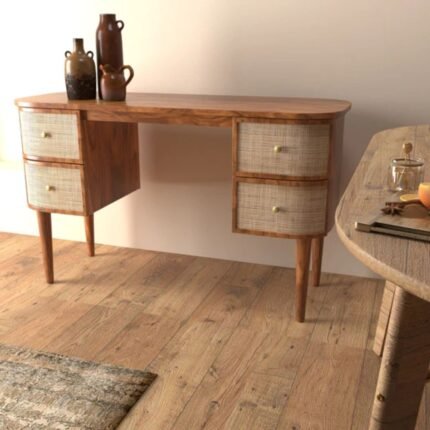 Curve Rattan Study Table