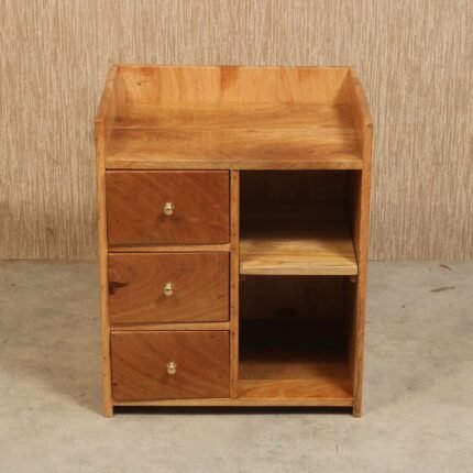 Light Finish 3-Drawer Bedside Unit