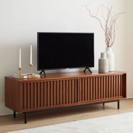 Slatted Media Console Table