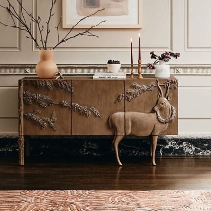 Handcarved Wooden Sideboard