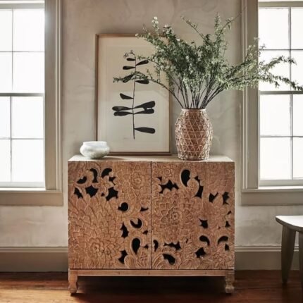 Hand Carved Entryway Cabinet