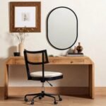 A natural mango solid wood study table featuring three integrated drawers and a chamfered edge design - Modera Furnish.