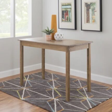 Solid wood rectangular dining table with greywash finish and clean contemporary design - Modera Furnish