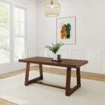 Classic solid wood dining table with pecan wirebrushed finish in traditional style for dining spaces - Modera Furnish