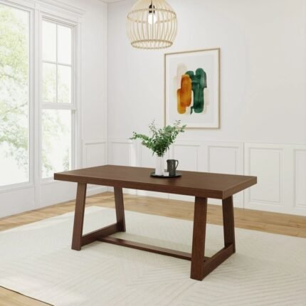 Classic solid wood dining table with pecan wirebrushed finish in traditional style for dining spaces - Modera Furnish