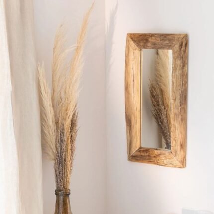 Teak Wood Wall Mirror Unax