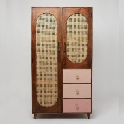 Rattan Solid Wood Wardrobe