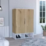 Solid wood 2 door wardrobe in light oak with clean design for bedroom storage - Modera Furnish