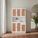 White solid wood 6-door modern closet with drawer and open shelf for versatile storage – Modera Furnish