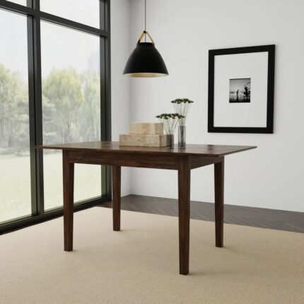 Solid wood elegant dining table with dark brown finish and rectangular top – Modera Furnish