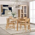 Solid sheesham wood rectangular dining table with natural brown finish and contemporary design - Modera Furnish