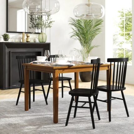 Solid wood classic dining table in dark espresso finish with rectangular top – Modera Furnish