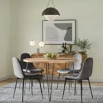 Solid wood round dining table with metal hairpin legs in industrial style – Modera Furnish