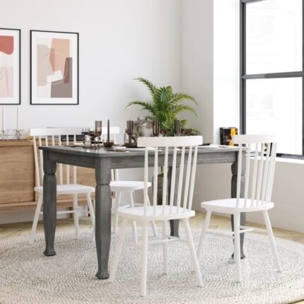 Solid wood classic dining table with sculpted legs and antique gray finish – Modera Furnish