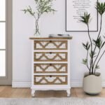 Vintage hand-carved solid wood white and natural 4-drawer chest – Modera Furnish