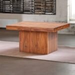 A compact rectangular solid wood dining table in a rich brown finish with sturdy corner legs - Modera Furnish.