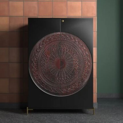Mandala Solid Wood Bar Cabinet