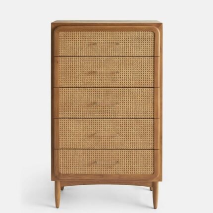Cane Five Drawer Dresser