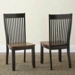 Classic solid wood slatted back dining chairs set of two in dark oak finish for dining spaces – Modera Furnish
