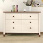 Cream antique 6-drawer solid wood chest with wooden knobs and warm contemporary charm – Modera Furnish