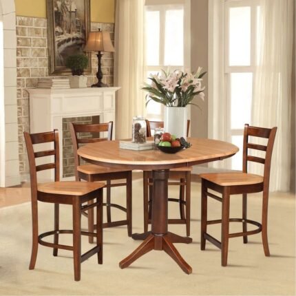 Solid wood round extension dining table with espresso finish in traditional style -Modera Furnish