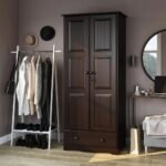 Solid wood modern wardrobe with two doors and mocha finish for organized bedroom storage - Modera Furnish