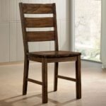 Refined solid wood armless ladder back dining chair in walnut finish for kitchen and dining spaces - Modera Furnish